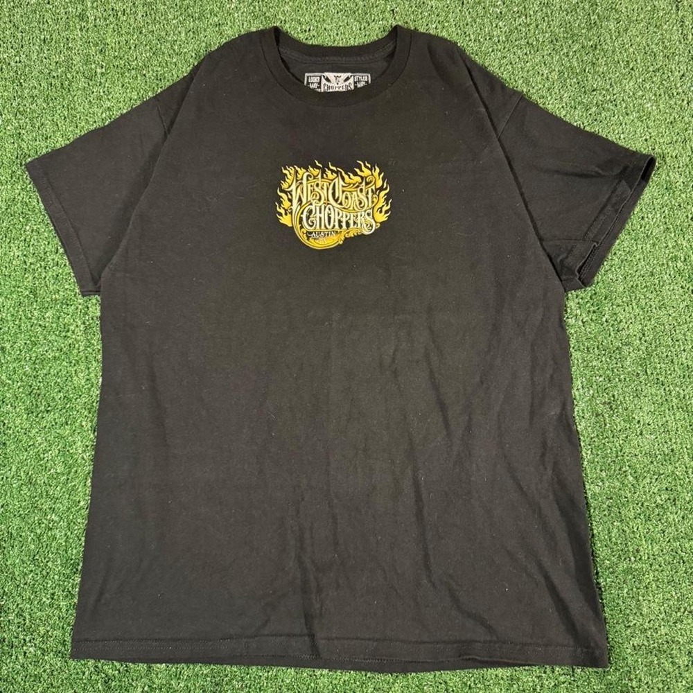 West Coast Choppers Austin TX Reaper Graphic Tee Black Mens Size L 0268